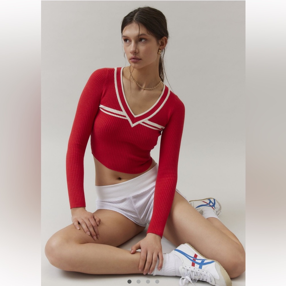 Urban Outfitters Red V-Neck Sweatshirt